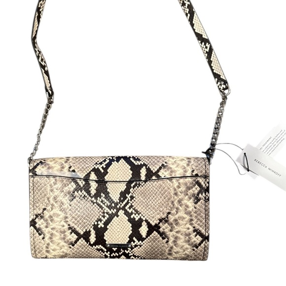 Rebecca Minkoff Jean Chain Link Natural Python Embossed Convertable Clutch NWT - Picture 5 of 13
